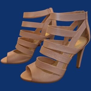 NWT A New Approach a.n.a Elegant Strappy Heels Size 7.5 Vegan Leather Light Pink